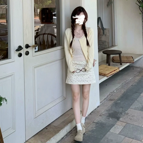 Весенняя юбка в складку, атмосферная мини-юбка, комплект, цветочный принт