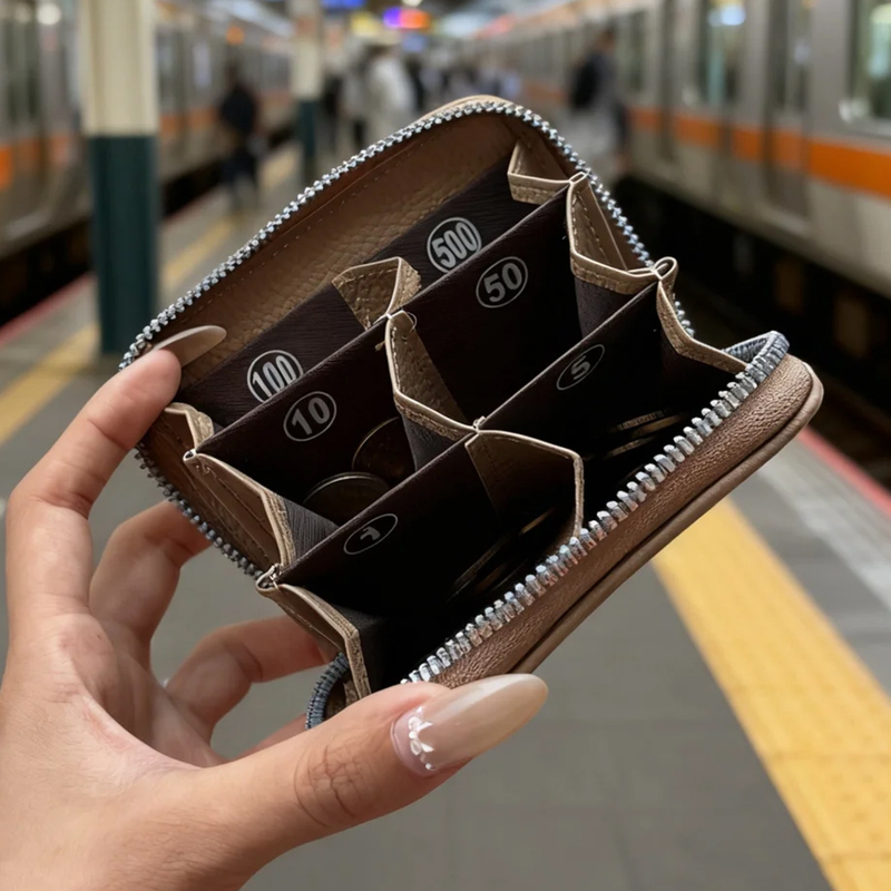 New Genuine Leather Coin Storage Pouch, Multifunctional Mini Wallet, Travel Coin Holder, Japanese Coin Purse