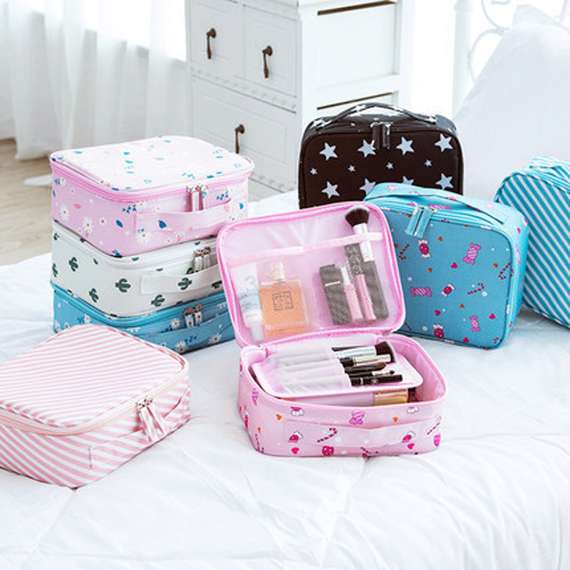 Cosmetic bag, portable, fashionable, cute, girl, Japanese, soft bag, four-in-one, lazy storage, large capacity