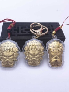 Mother of Heaven Q Version Cartoon Baisha Tun Matsu Keychain Mobile Phone Charm Pendant Pendant Temple Gold Foil Gift