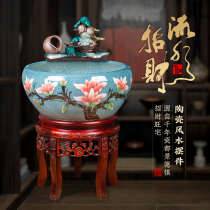 Household ceramic fish tank Jingdezhen goldfish tank Large lucky fish farming basin filtered water oxygenated large turtle tank