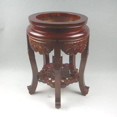 Inner empty face with hole ceramic fish tank rack elm wood solid wood base living room balcony Chinese imitation ancient frame