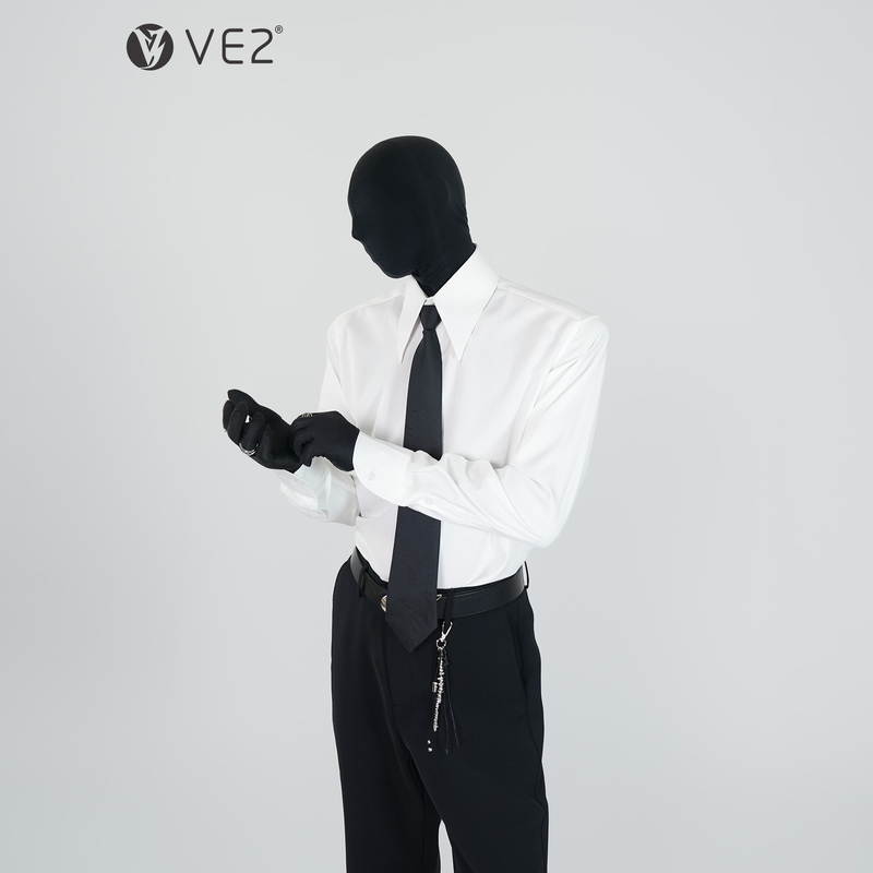 Ve2 Four Seasons Basic Style Pointed Collar Non-Iron Anti-Wrinkle White Shirt with Tie-Free Long Sleeve Suit Shirt
