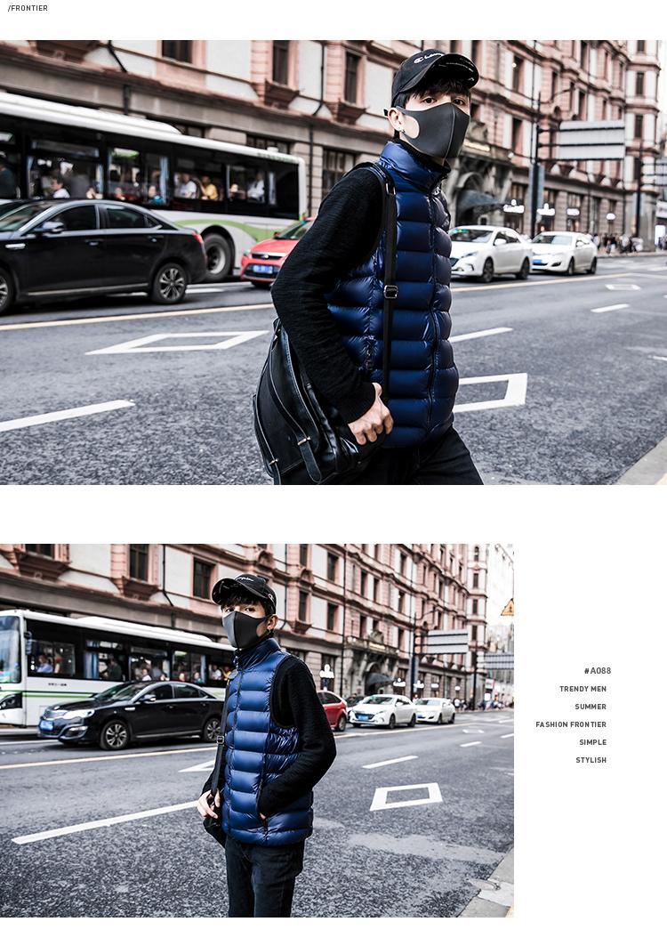 Quần áo vest cotton không tay 2018 mùa đông nam mới áo thun nam có cổ
