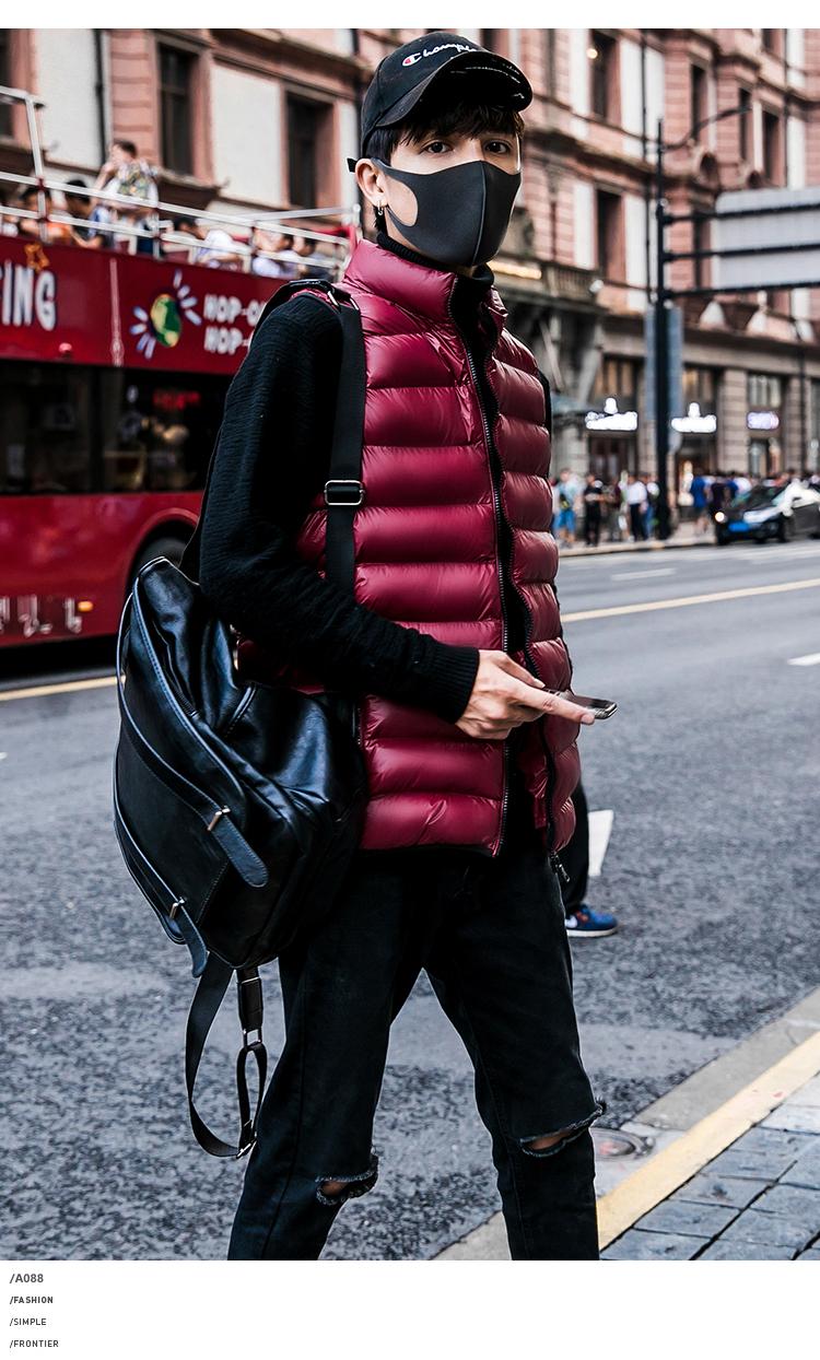 Quần áo vest cotton không tay 2018 mùa đông nam mới áo thun nam có cổ