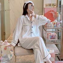 Japanese GP coral fleece pajamas womens flannel thickened and plush long-sleeved lapel home service winter suit
