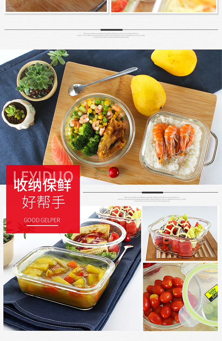 Hộp đựng đồ ăn tươi nhiều ly thủy tinh có hộp kín lò vi sóng có sẵn hộp lưu trữ bát thủy tinh có nắp hộp ăn trưa - Hộp cơm điện sưởi ấm hộp cơm điện lock&lock ejr216