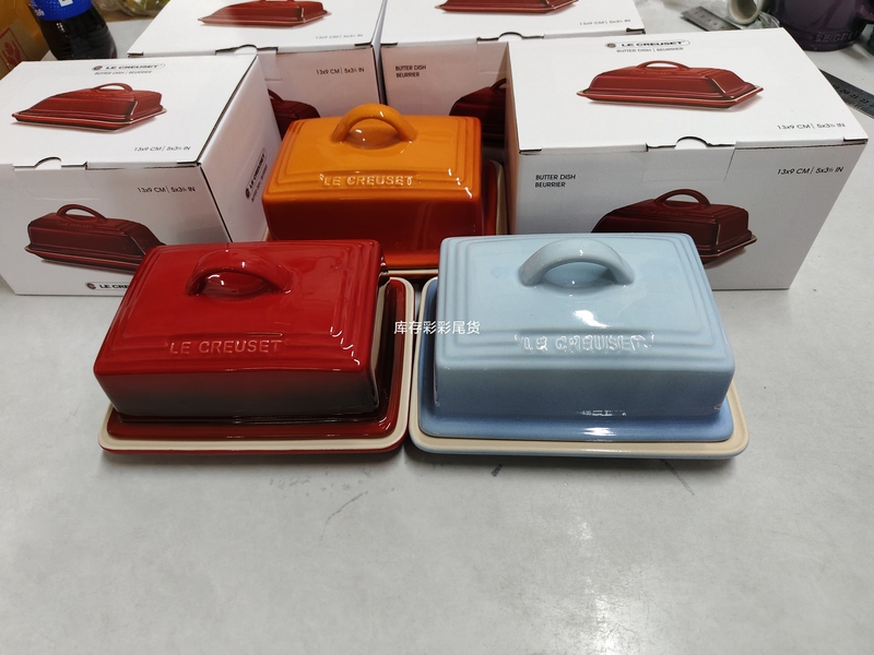 French Le Creuset Stoneware Ceramic Storage Jar Cookie Container Bread Butter Storage Box