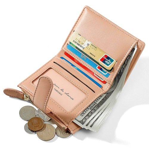 2025 Новый короткий клип женский нишевый дизайн модный простой ретро складной пряжкой студенческий ручной кошелек для монет