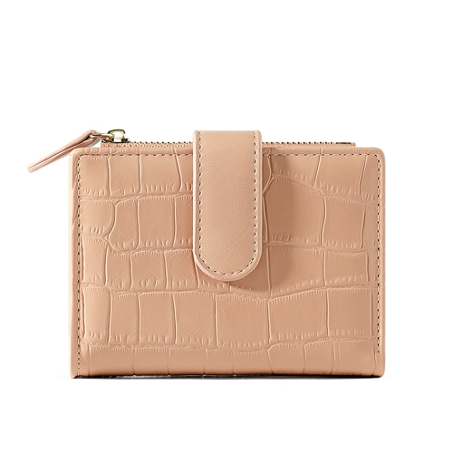 2025 Новый короткий клип женский нишевый дизайн модный простой ретро складной пряжкой студенческий ручной кошелек для монет