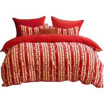 Mercury Home Textiles anti-static milk velvet four-piece set thickened warm velvet set new Chinese style bed sheet quilt cover 24 years new product