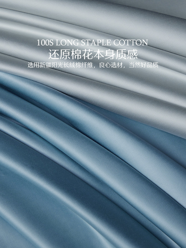 Mercury Home Textiles 100S Double-Ply Long-Staple Cotton Four-Piece Set Pure Cotton Luxury Satin Bed Sheet Duvet Cover Gift Set