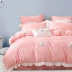 Mercury Home Dệt Cotton In Bốn mảnh Cô gái Trái tim Hồng Ruffled quilt Ins Wind Sheet 2020 Mới - Bộ đồ giường bốn mảnh