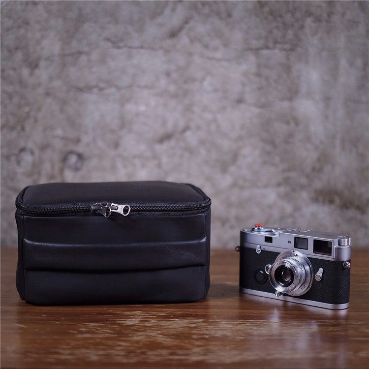 cam-in head layer leather camera bag leather camera bag monocular micro monocular camera camera lens bag portable storage bag