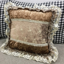 European-style high-end new car cushion solid wood sofa pillow cushion fabric lace gold velvet square pillow