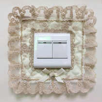 New Korean lace fabric switch switch cover single open dustproof switch socket sticker wall sticker White