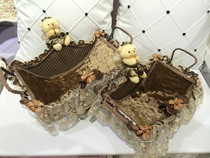 Creative rattan lace iron snack remote control storage basket storage basket desktop sundries storage box fruit basket