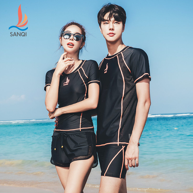 Three strange couple swimsuit female 2021 new South Korea bathing hot spring beach vacation set beach couple outfit honeymoon style