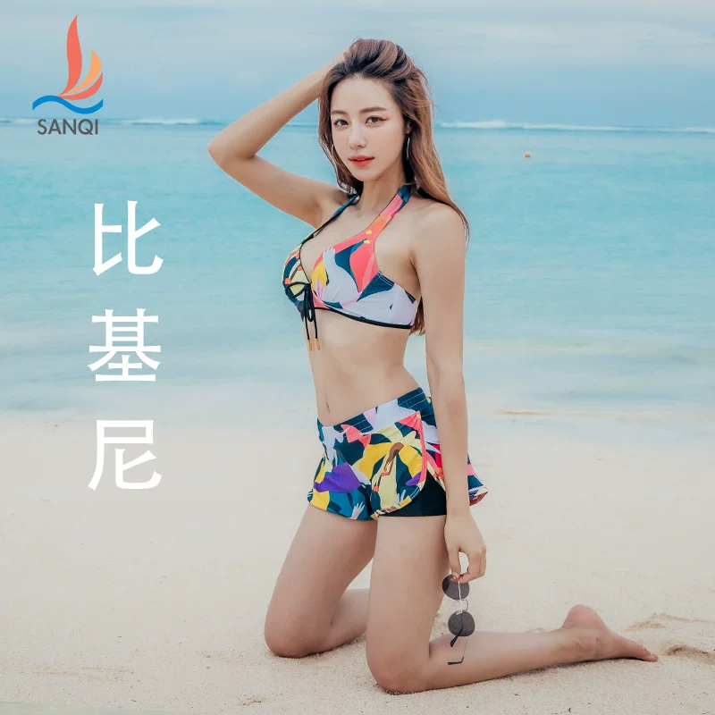 Подлинный купальник Ms. Sanqi Skin Skin Большой хлеб плавательный купальник весна пляж трехпредметный набор Swim Woods 20062 20063