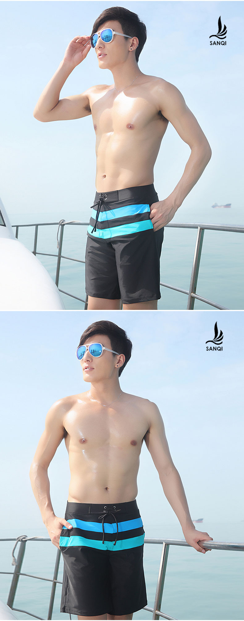 Ba lẻ bơi trunks năm điểm góc phẳng bãi biển kỳ nghỉ quần vài giản dị thể thao chuyên nghiệp cộng với chất béo kích thước lớn áo tắm nam 	quần đi biển giá	