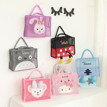 Cute cartoon mesh bathing bag female bath bag portable washing bag swimming bag waterproof bathroom portable cosmetic bag