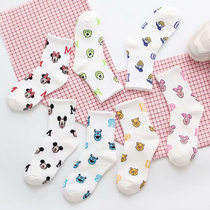 6 Double-day cute cartoon mid-tube socks ladies home socks spring and summer cotton ins tide short tube