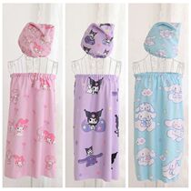 Cute cartoon chest bath skirt bath towel women can wear towel summer household towel absorbent hair hat bathrobe adult