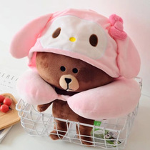 Cute cartoon hooded u-shaped pillow neck pillow neck protection cervical cervical pillow aircraft neck pillow travel pillow u-shaped pillow