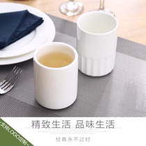 Hotel Guest House Guesthouse Magnesium White Porcelain Thickened Ceramic Tea Water Cup Gargle Cup Teacup Cup of Jiamei Straight Body Cup