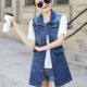 Áo vest denim mới 2022 mùa xuân của phụ nữ phong cách Hàn Quốc rộng rãi mặc và áo khoác mỏng không tay kết hợp tất cả các kích thước lớn giản dị - Áo vest