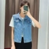 Mùa hè mới phong cách mới áo ghi lê denim mỏng của phụ nữ không tay áo trên cùng quần áo vest vest áo khoác ngắn kích thước lớn - Áo vest