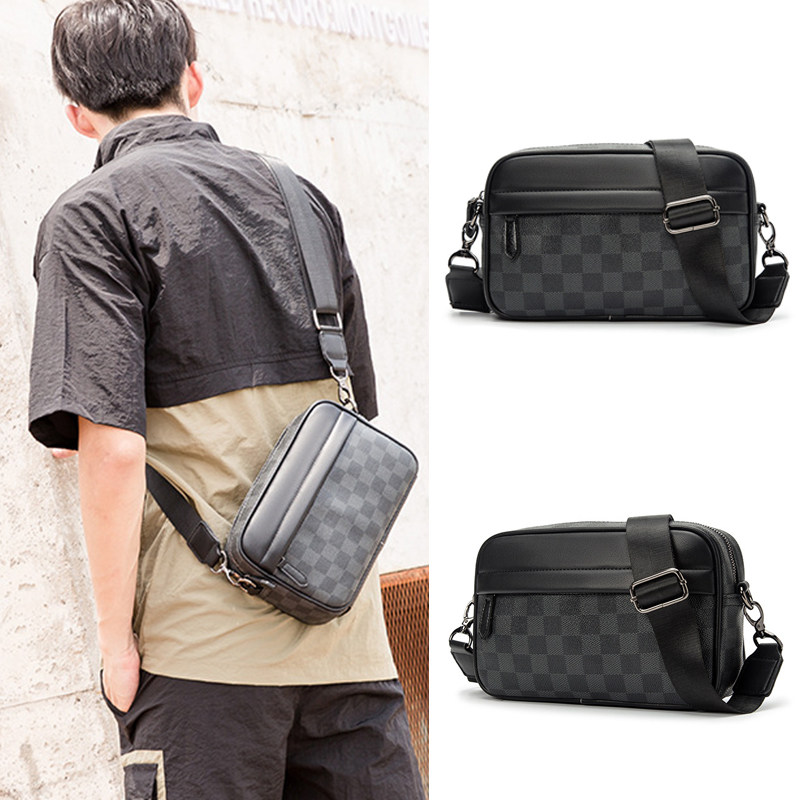 2020 new trendy leather men's bags men's errand bag camera bag one shoulder cross-body black bag versatile
