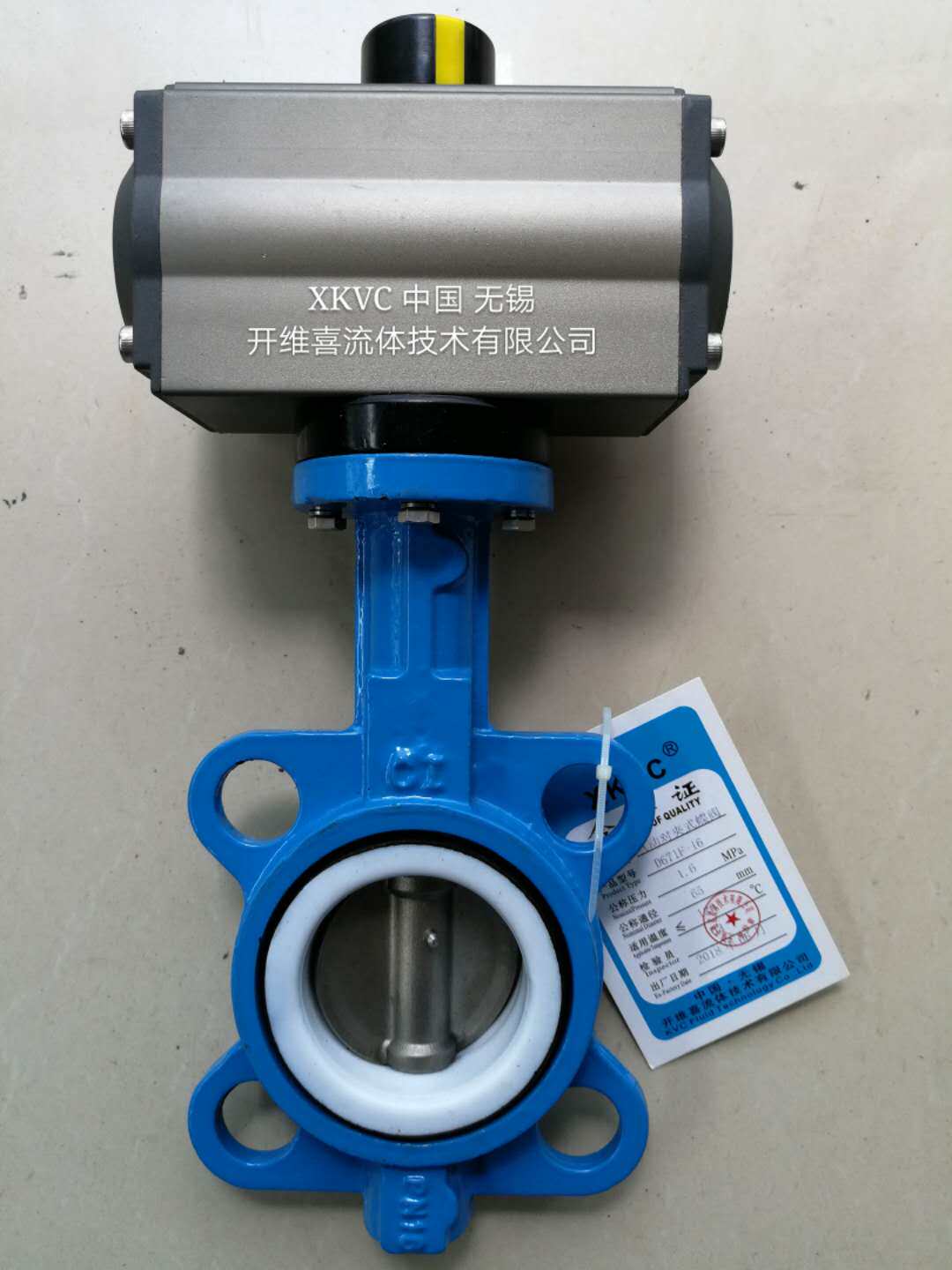 Open Viecki valve AT Pneumatic lining Teflon butterfly valve D671F-16Q Shanghai single double acting pneumatic head DN80600