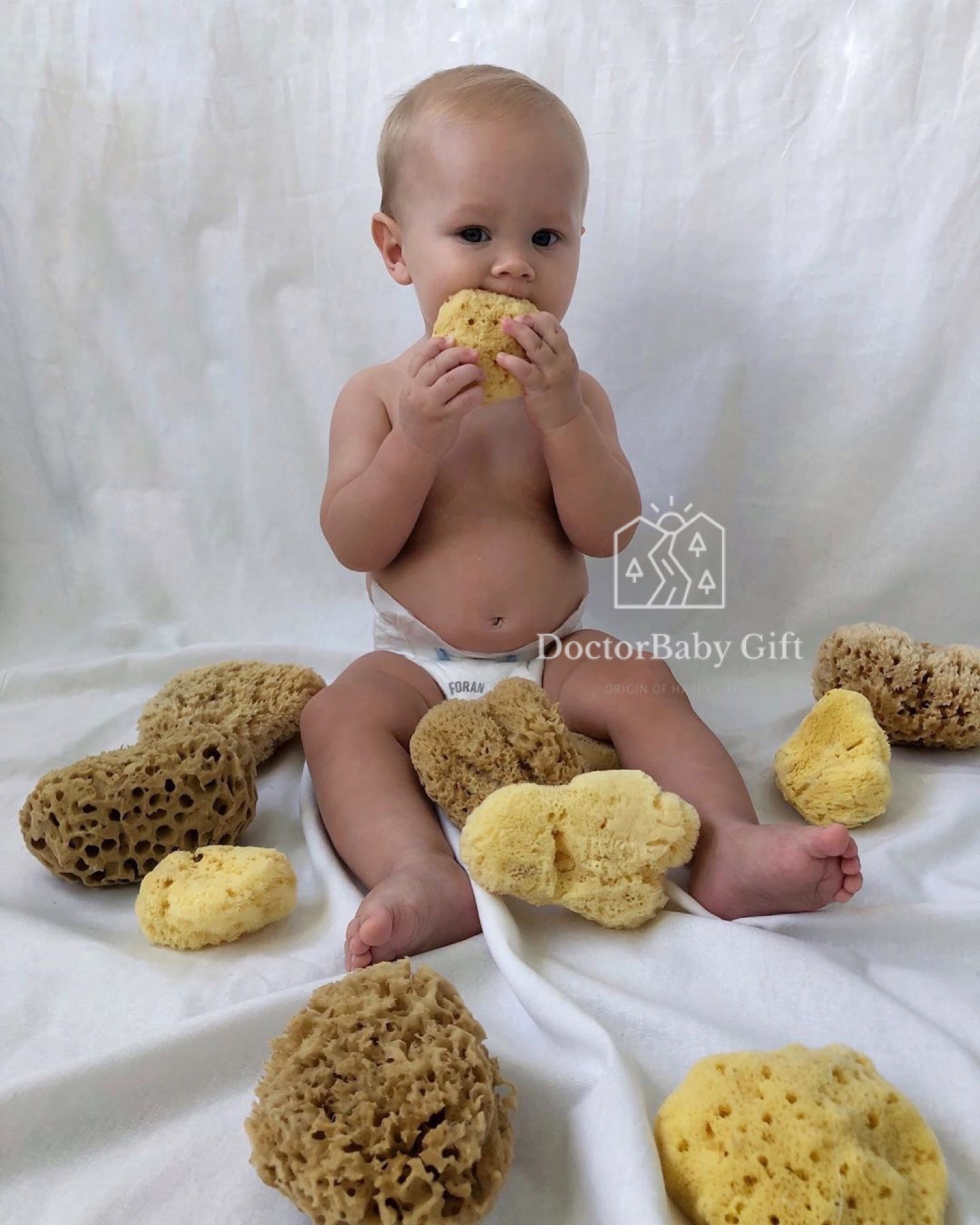 Spot Danish Cocoon baby Children's bath sponge natural wash-face cleaning bath sponge