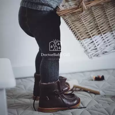 Discount does not return Danish Bisgaard baby hand-made retro leather boots with wool Waterproof warm 88