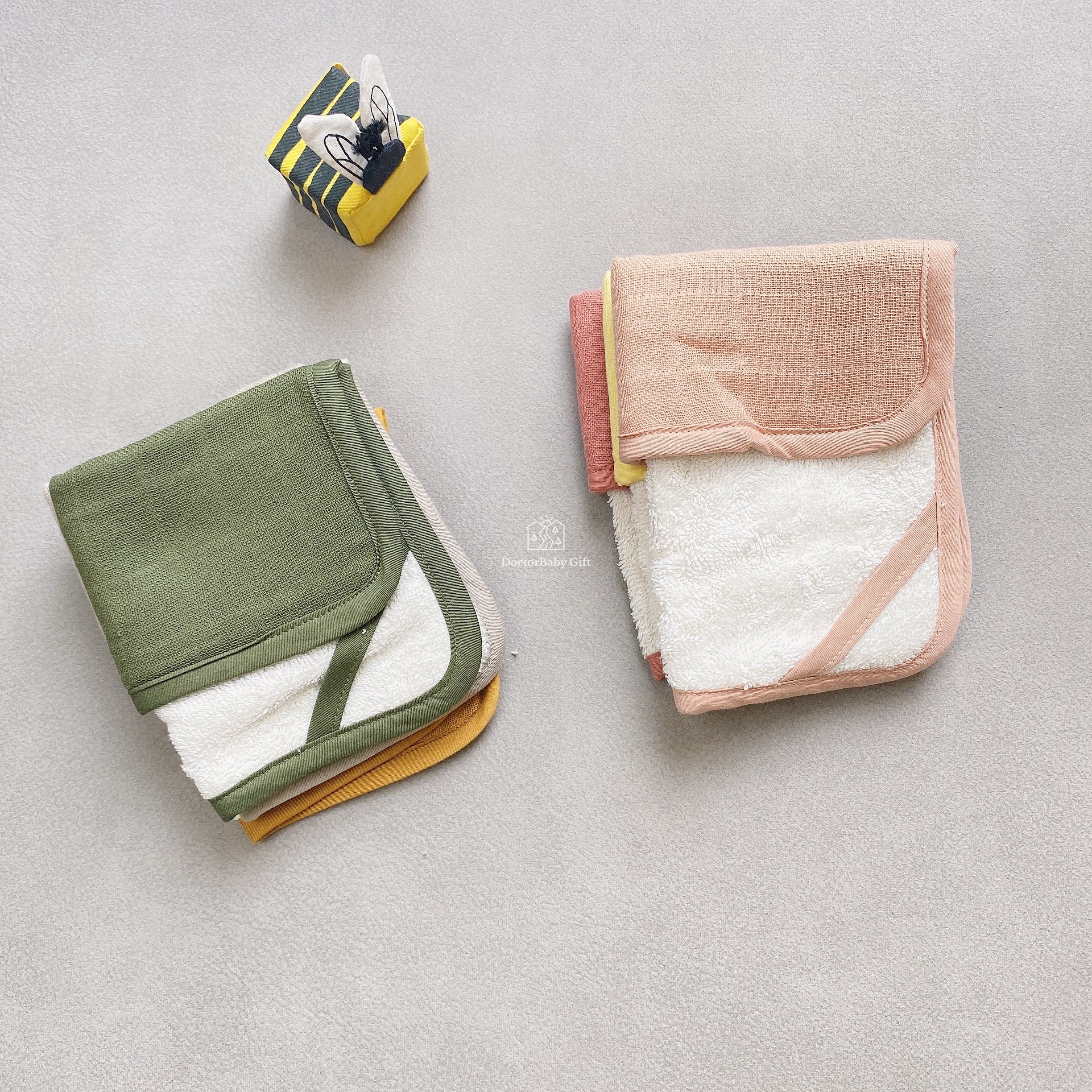 Spot Danish Fabelab Infant Organic Cotton Ring Wash Face Towels Bath Towels small square towels soft
