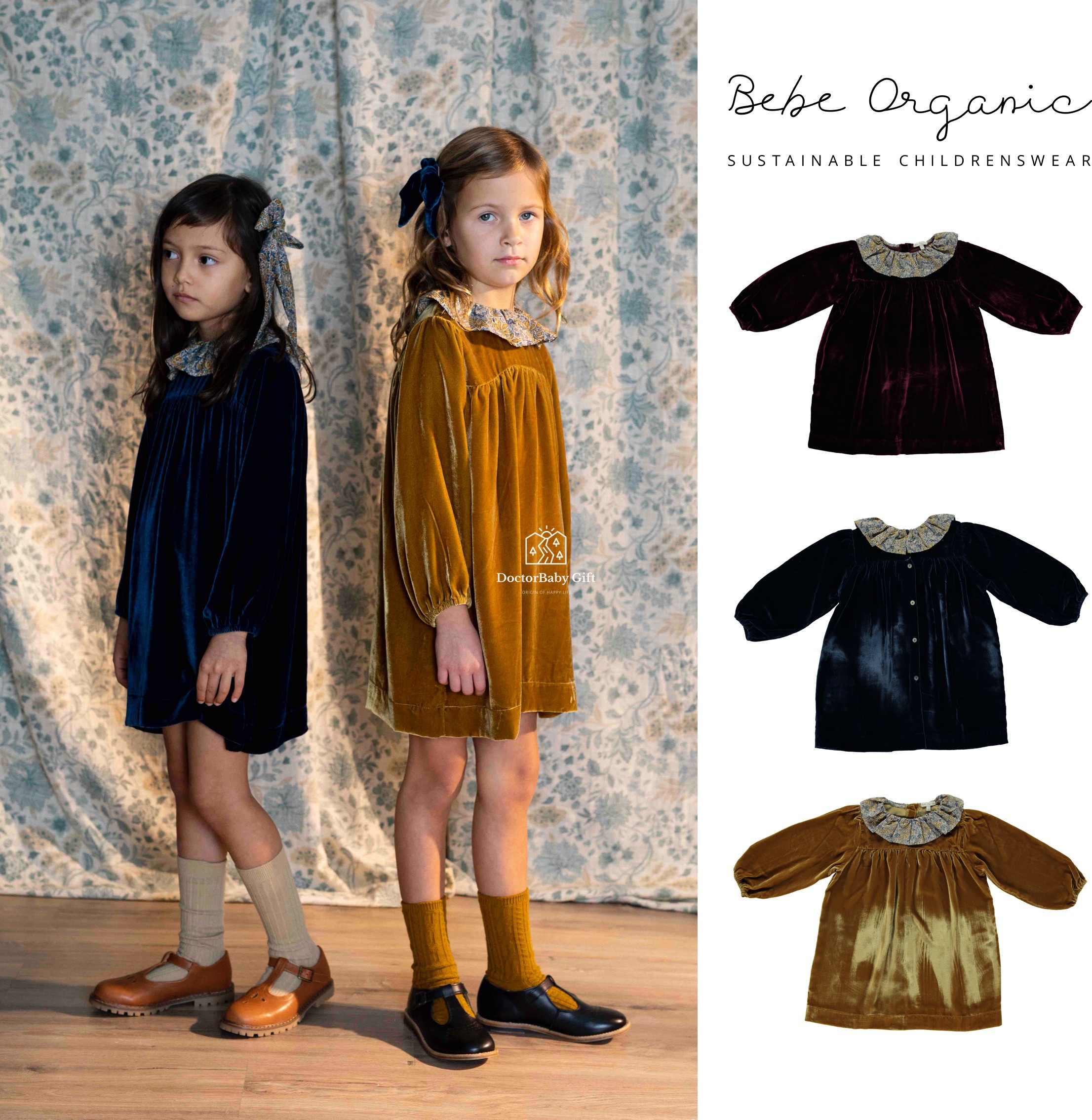 The 6 discount does not deback the Bebe Organic girl velvet liberty crushed collar foreign dress Senior 11