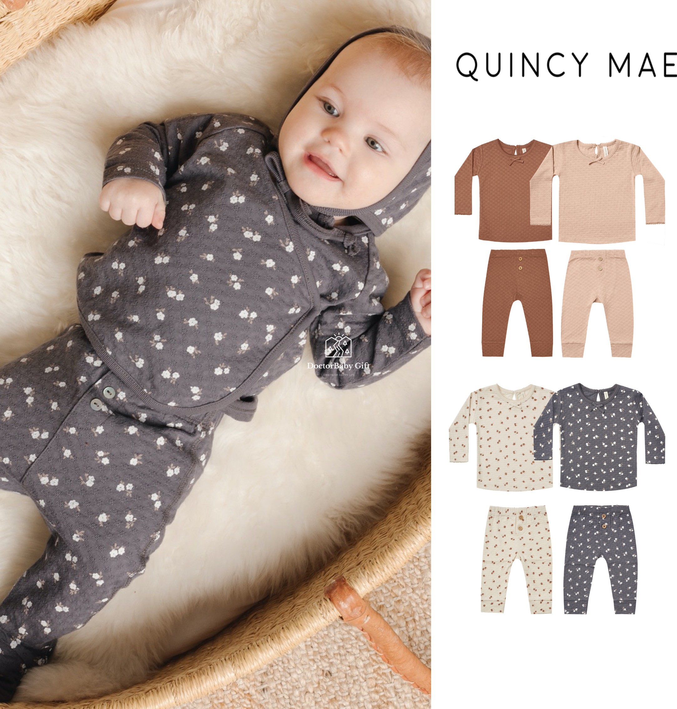 The 6 discount to the US quincy mae QM baby organic cotton long sleeve blouse long pants home 11