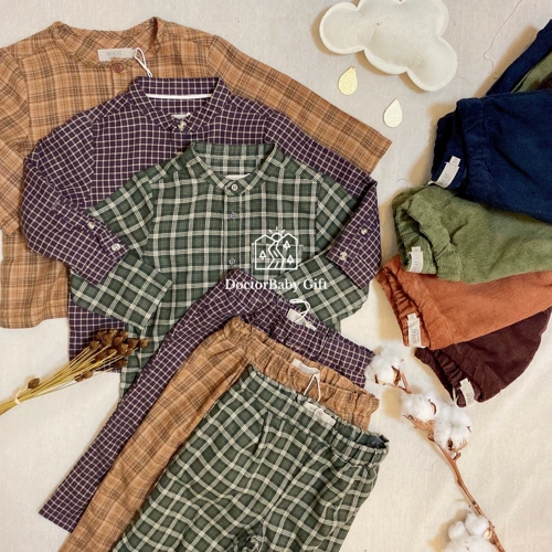 Детская демисезонная фланелевая вельветовая рубашка, штаны