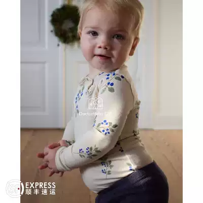 ▲ 9 fold spot Petit Piao baby organic cotton shirt top jumpsuit trousers hand-painted print
