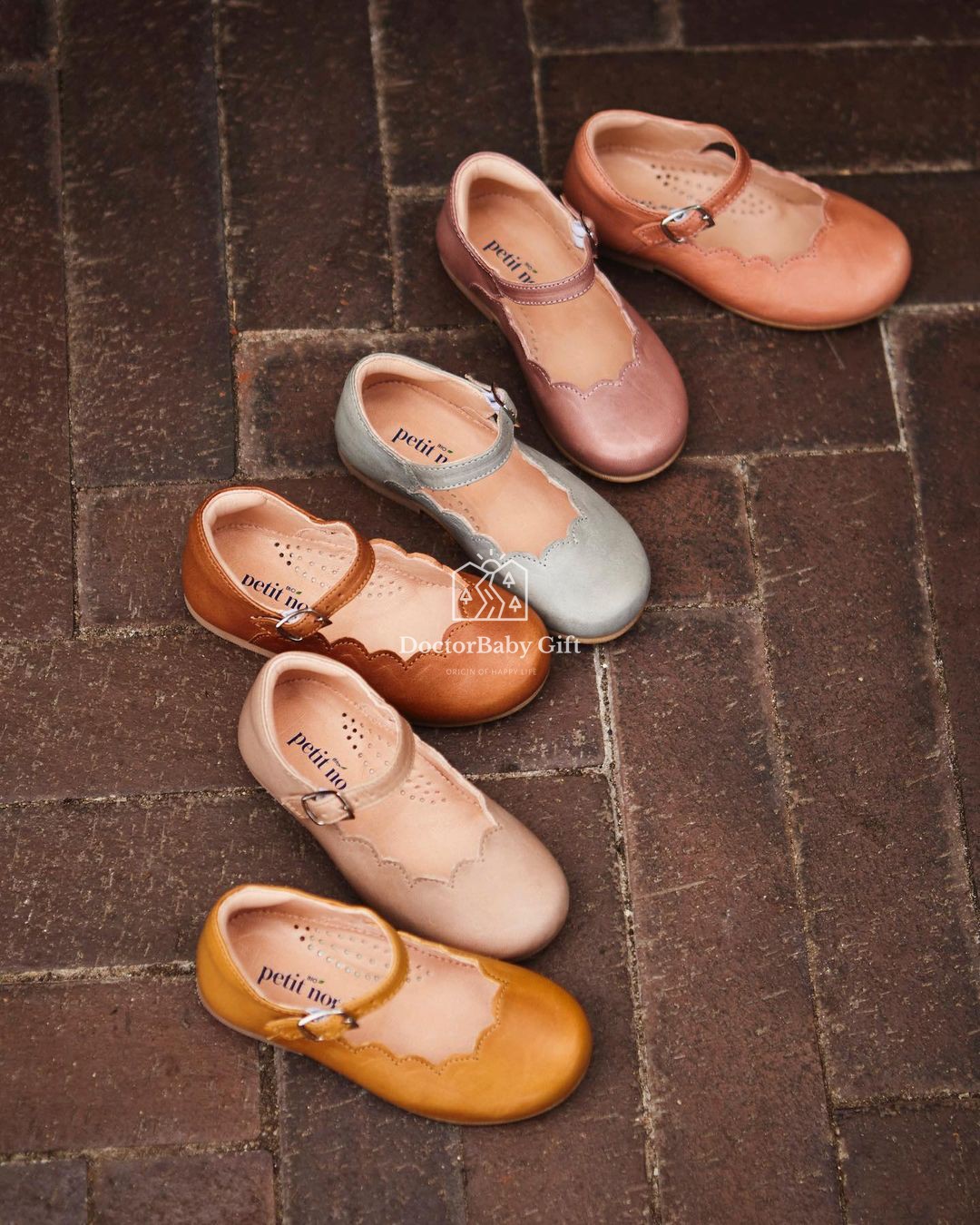 The 7 discount does not deback Denmark's Petit Nord girl Marie Jean Leather Leather leather Adhesive Buttoned Retro Lace Single Shoes
