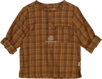 6674E-466 ｜ Ореховая желтая желтая рубашка 100%органический франкот хлопок