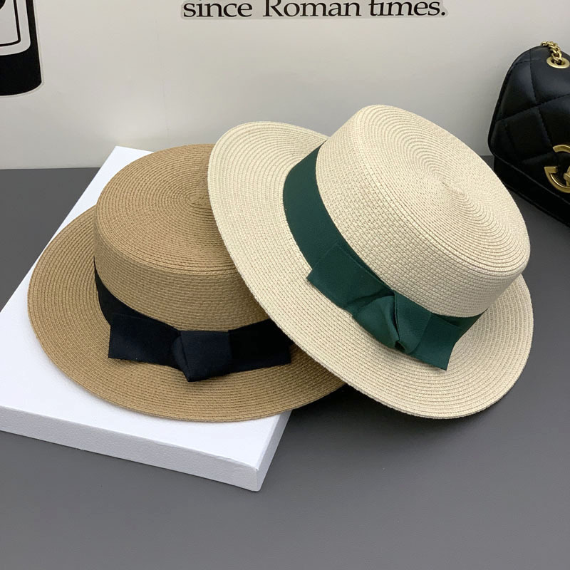 Japanese-Style Straw Hat for Women, Summer Retro Flat-Top Hat, Sunshade, Sun Protection, Beach Hat, Suitable for Outings and Photography, Fisherman Hat