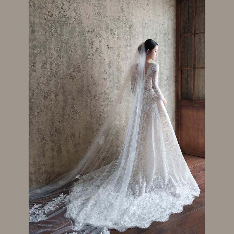 White Lace Light Wedding Dress for Brides, 2026 New Style, Long-Sleeved V-Neck, Trailing, High-End, Simple Reception Dress, Long Gown White Lace Light Wedding Dress for Brides, 2026 New Style, Long-Sleeved V-Neck, Trailing, High-End, Simple Reception Dress, Long Gown