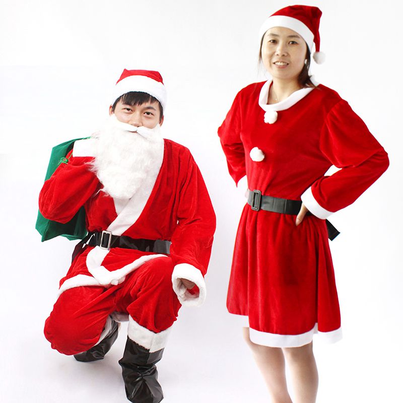 Nokie Christmas Old Costumes for men and women Children dressed as golden velvet Christmas clothes costumes Christmas performances