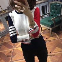 Sugar sugar Thom browne 19tb color pullover sweater short round neck base sweater top