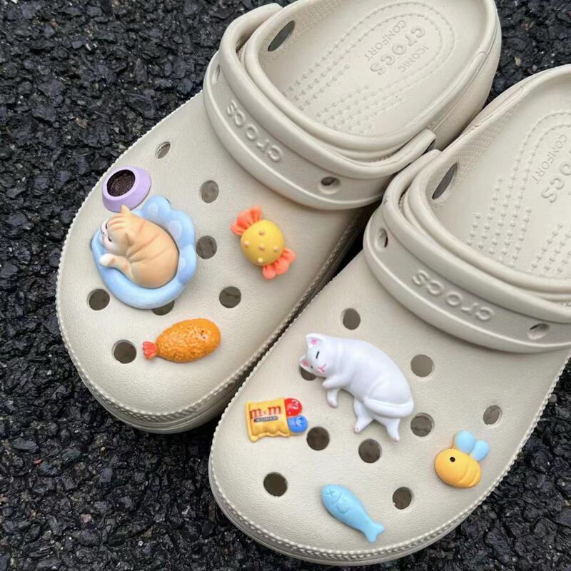 Cute Sleepy Cat and Dog Crocs Accessories Shoe Charms DIY Cartoon Animal 3D Shoe Decoration