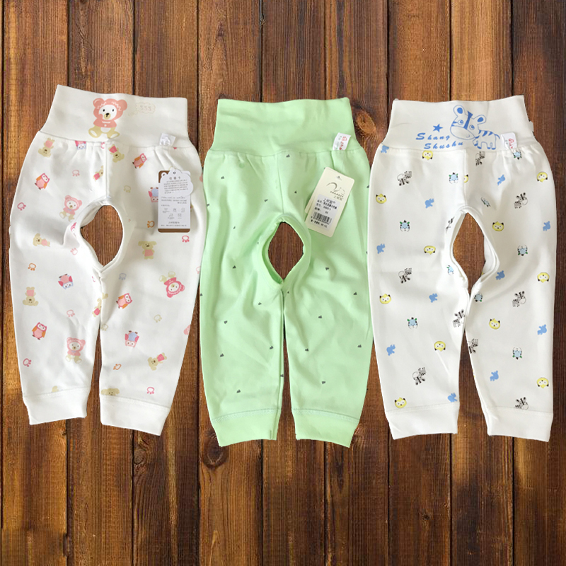 2019 newborn baby pants spring and Autumn cotton baby thin crotch pants inner pants high waist belly sanitary pants