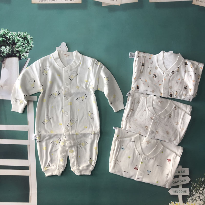 Pure cotton baby romper without fluorescent agent 0-3-6 months newborn jumpsuit baby climbing clothes spring and autumn clothes