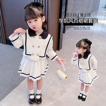South Korean girl girl JK suit dress Xiaoxiang Childrens autumn clothes 2021 Childrens clothes baby Spring and autumn college wind two sets